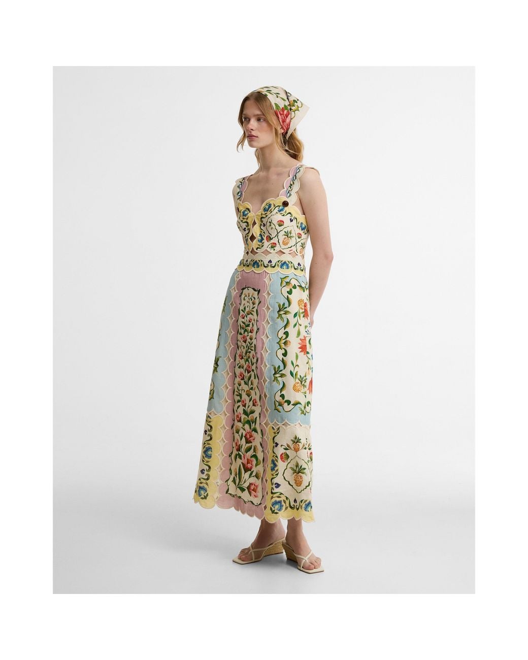 BARBOUR X FARM RIO Metallic Long Maxi Dress
