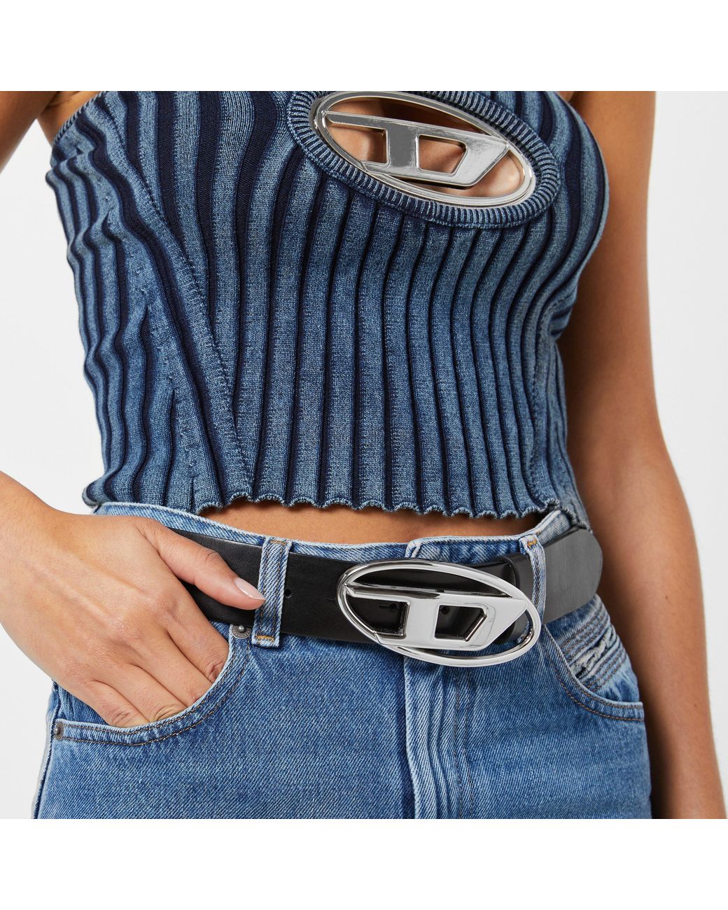 DIESEL Black Buckle Belt