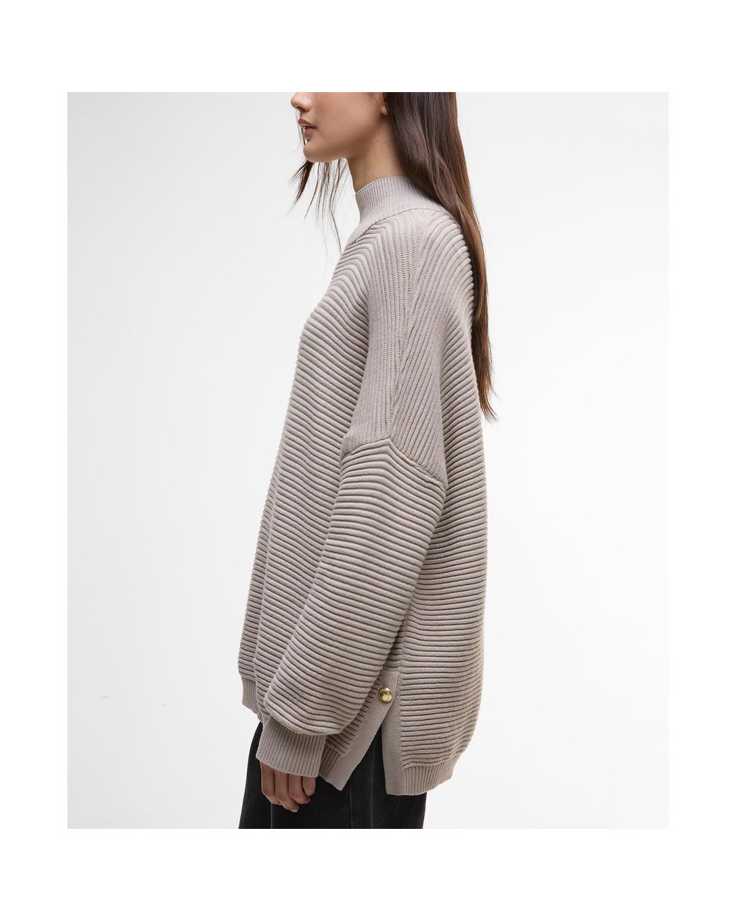 Barbour Gray Kaia Funnel-Neck Jumper