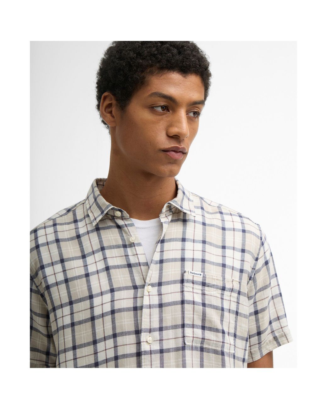 Barbour Gray Patterned Short Sleeve Shirt for men