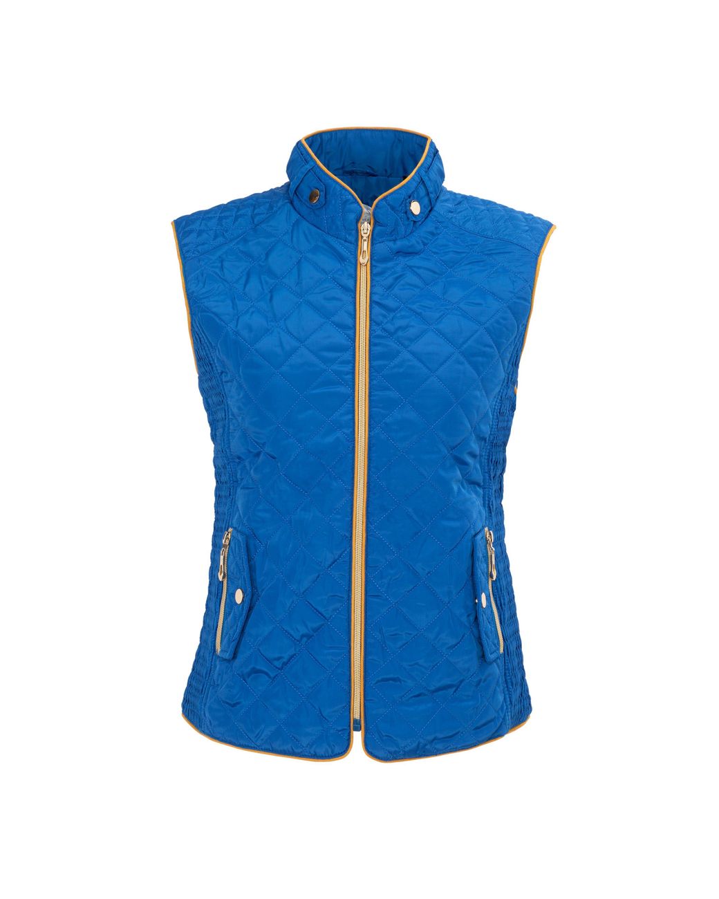 Miso Blue Stand Collar Full Zip Hip Length Gilet