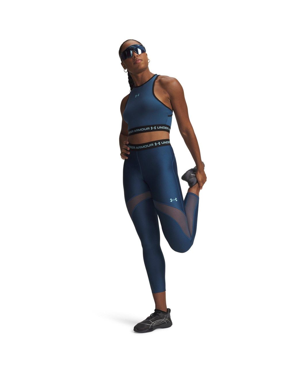 Under Armour Blue Heatgear Mesh Performance Gym Legging