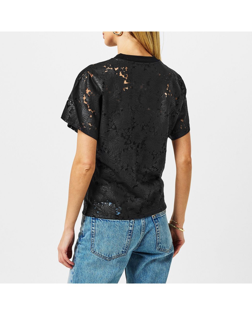Ted Baker Black Maralo Floral Lace Relaxed T-Shirt