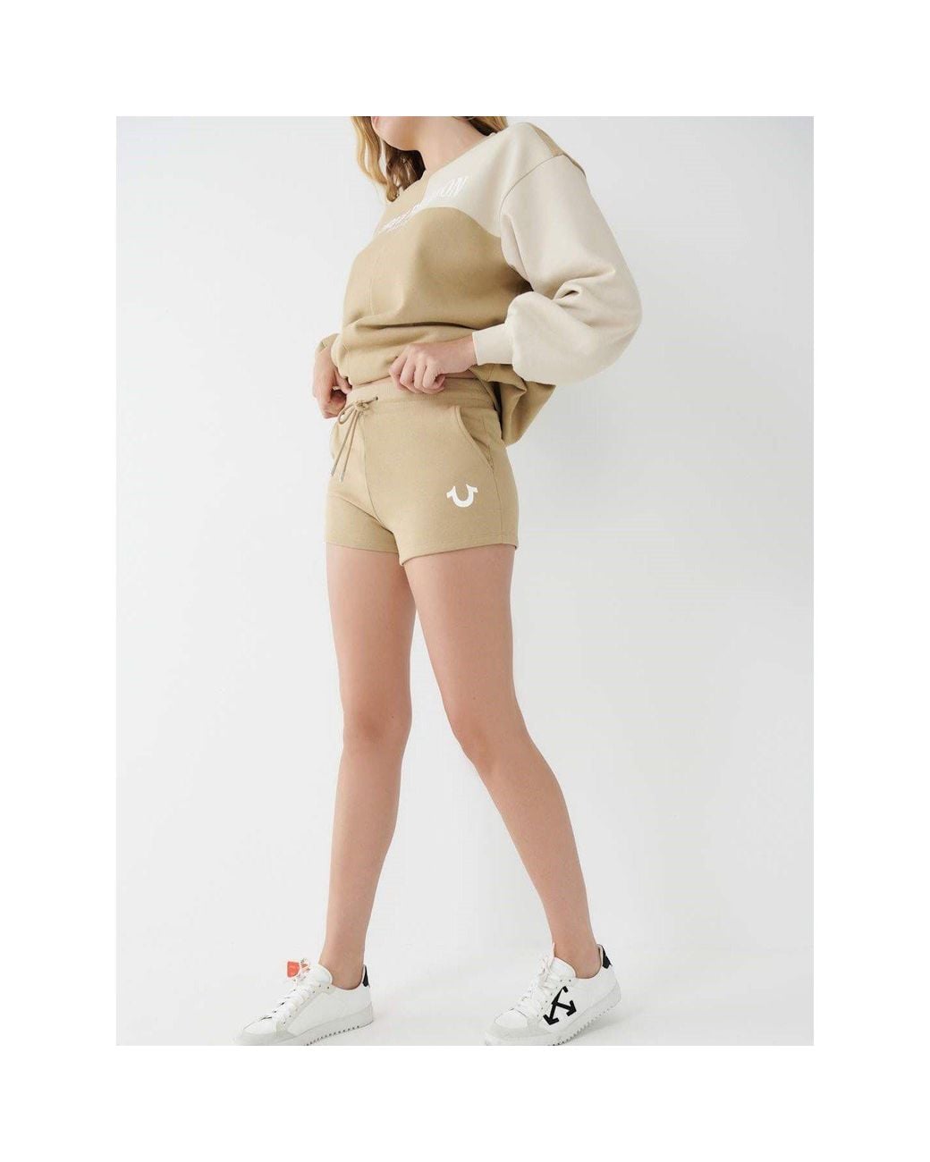 True Religion Natural Fleece Lounge Jogger Shorts