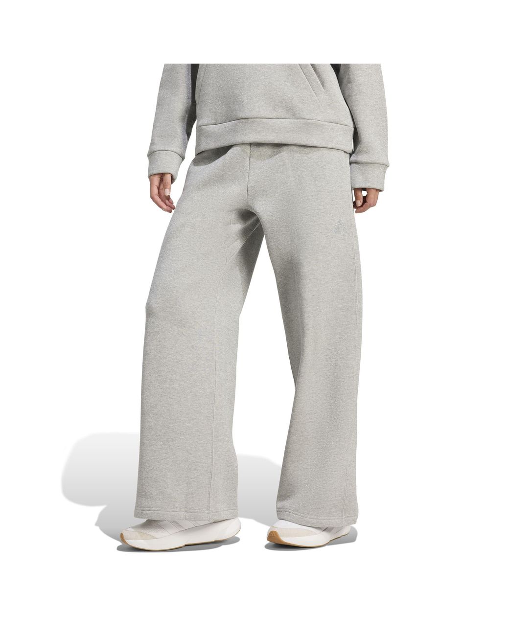 Adidas Gray Glitter Closed Hem Fleece Joggers