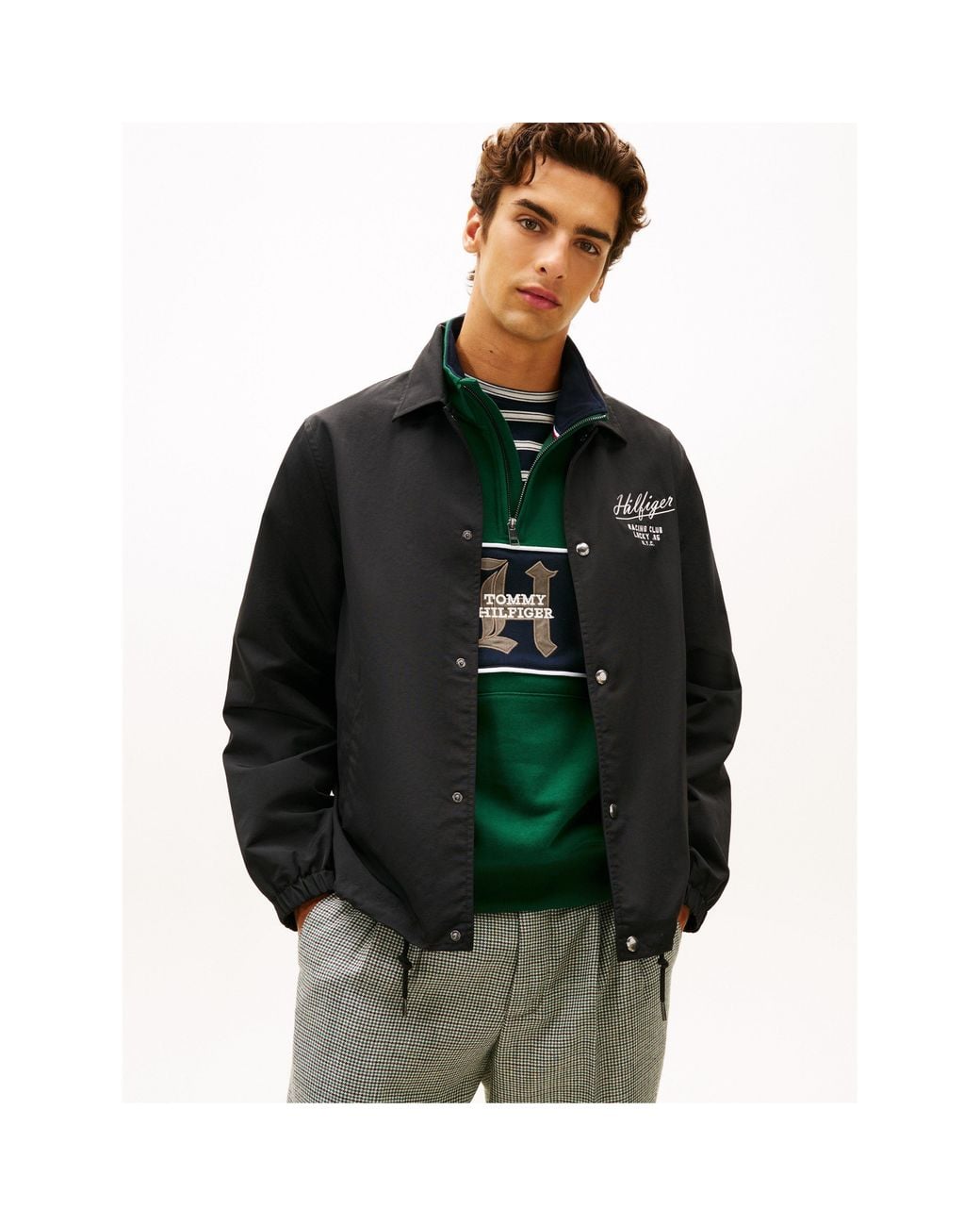 Tommy Hilfiger Black Racing Coach Jacket for men