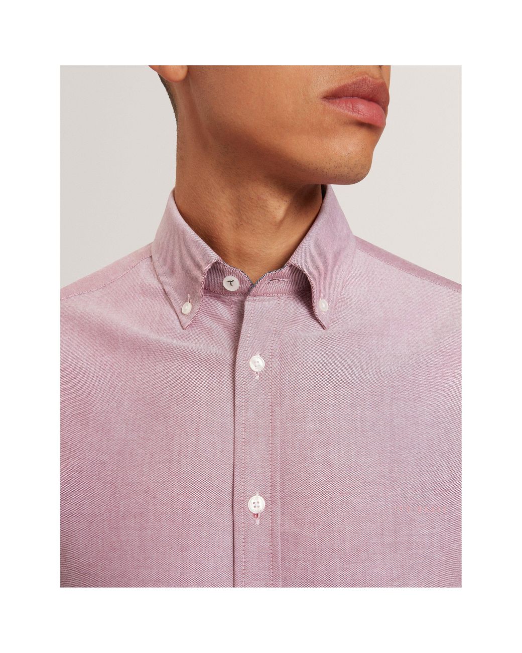 Ted Baker Pink Long-Sleeve Oxford Plain Shirt for men