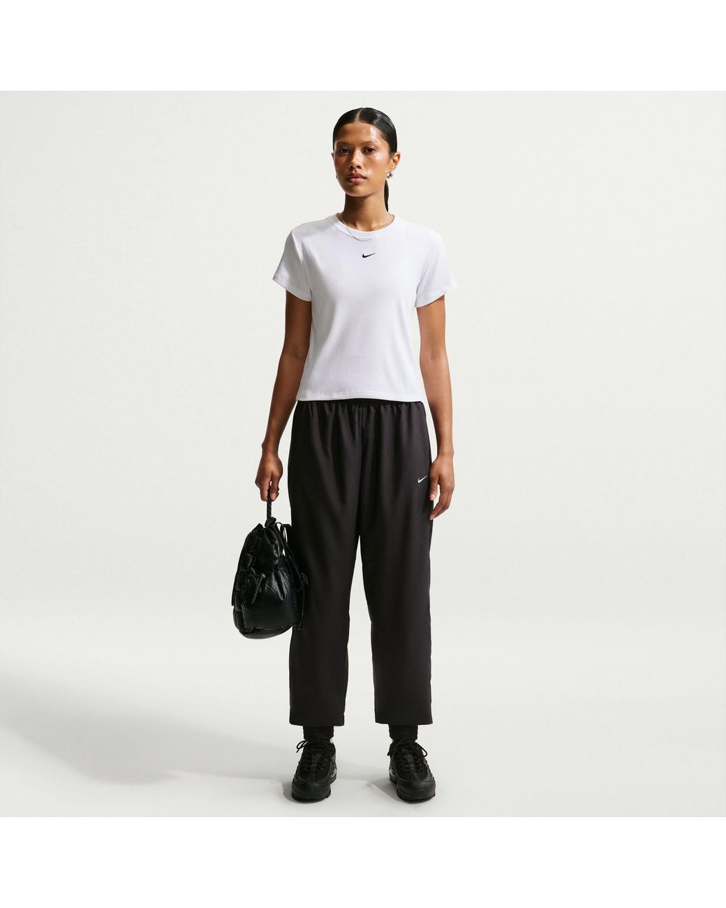 Nike White Tight Ribbed Short-Sleeve T-Shirt