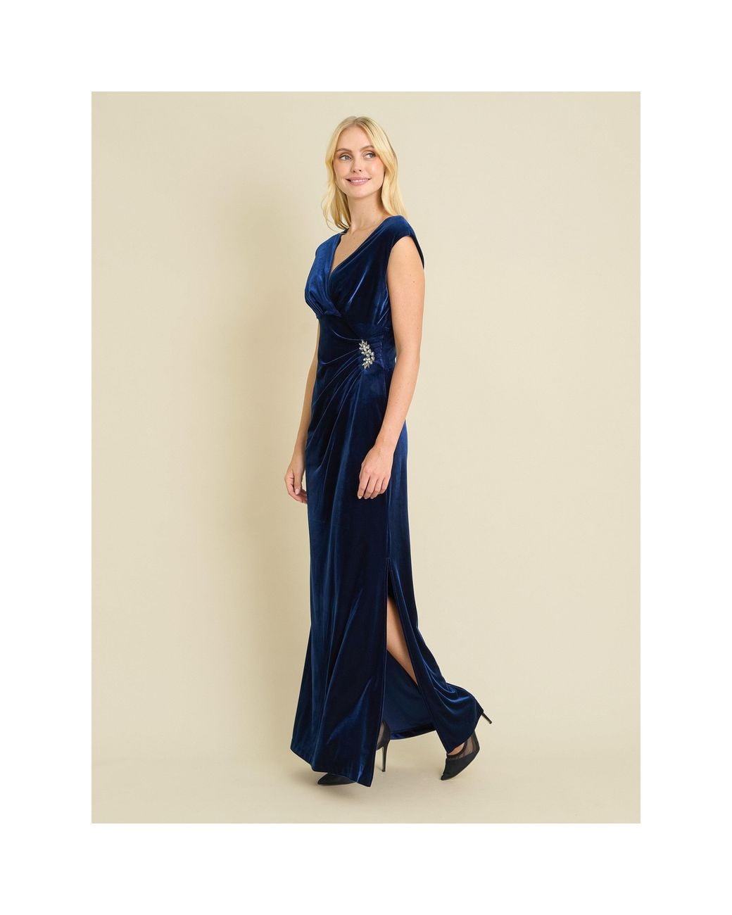 Gina Bacconi Blue Sascha Velvet Maxi Dress