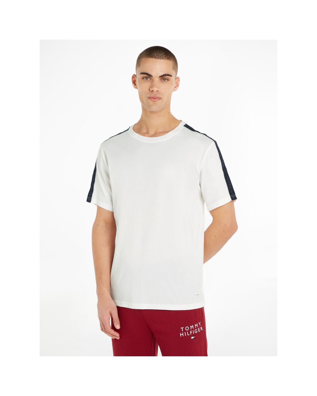 Tommy Hilfiger White Ss Tee Logo Ecru for men