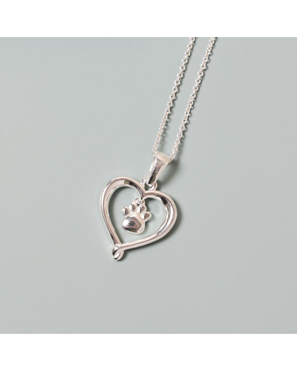 Simply Silver Metallic Sterling 925 Heart Pawprint Pendant