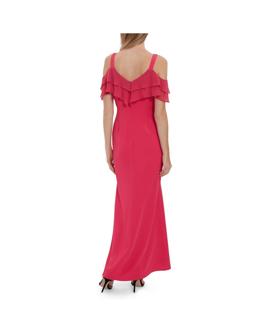 Gina Bacconi Red Blaise With Chiffon Frills Maxi Dress