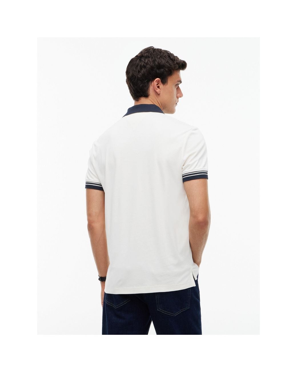 Tommy Hilfiger White Placket Cotton Short-Sleeve Polo for men
