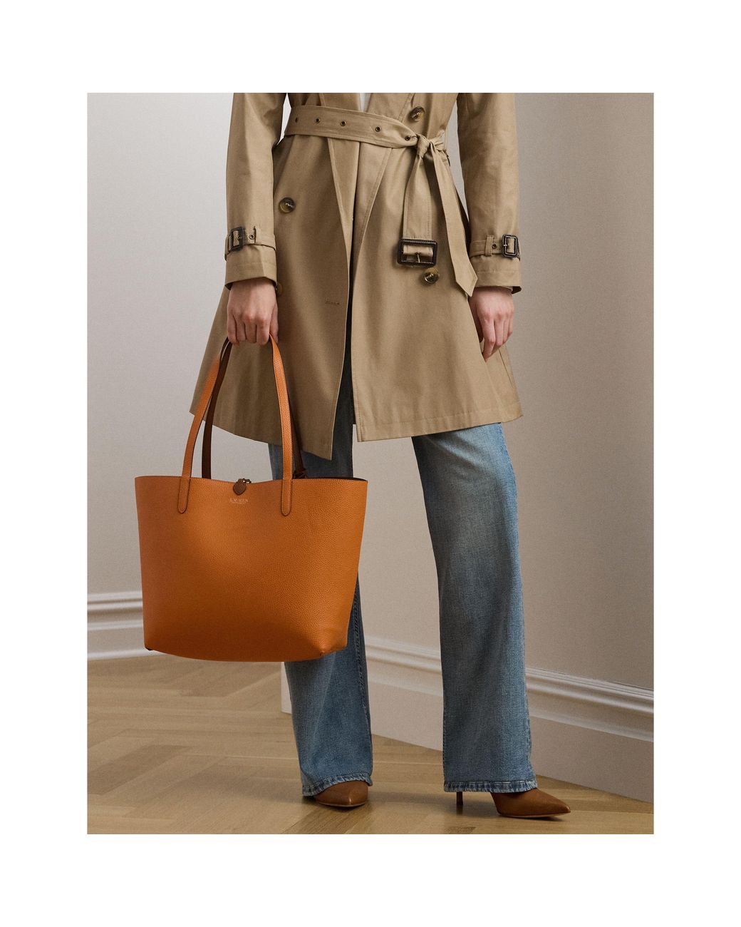 Ralph Lauren Brown Reversible Leather Tote Bag