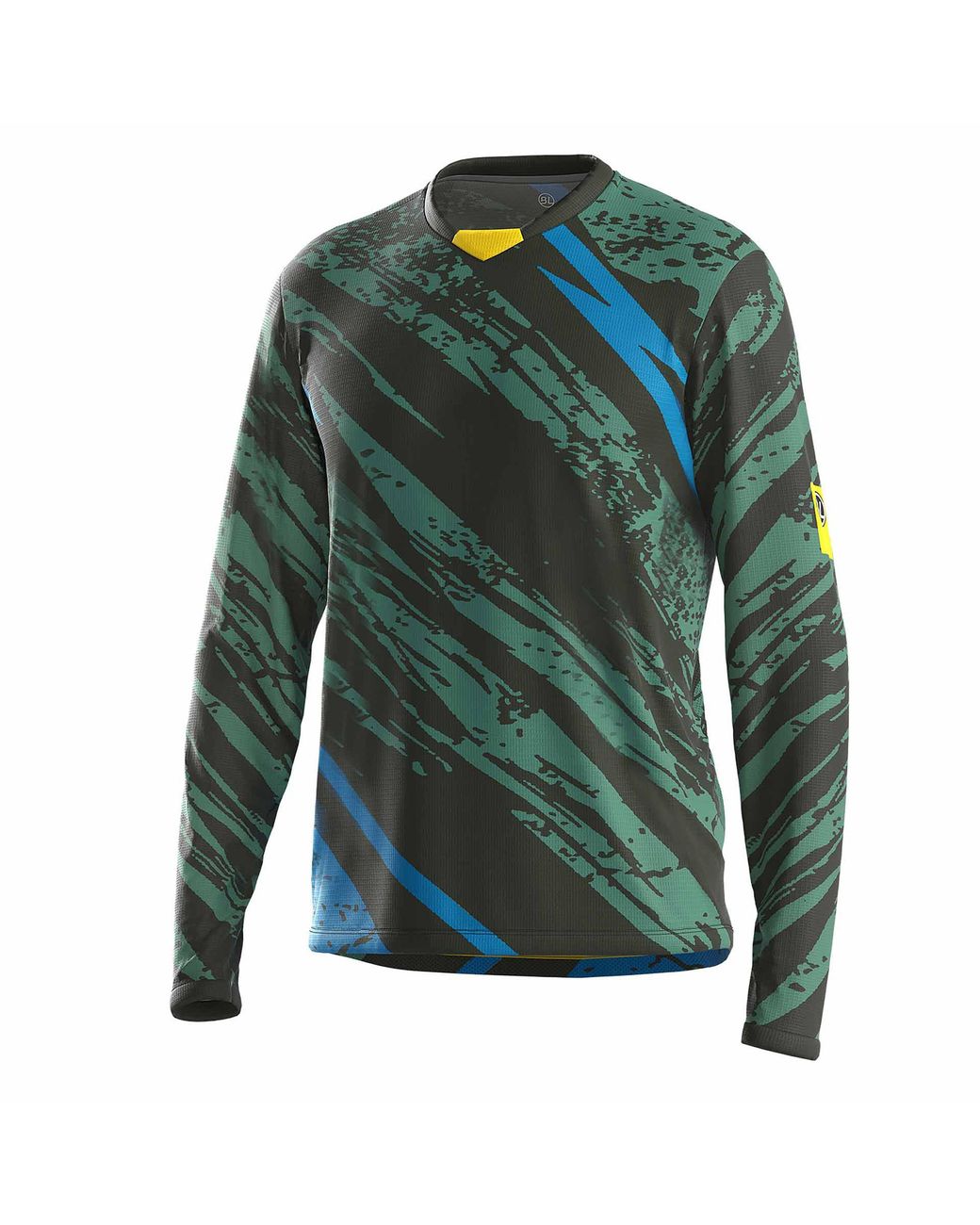 Bicycle Line Green Ponente Upf 30+ V-Neck Long Sleeve Cycling Jersey for men