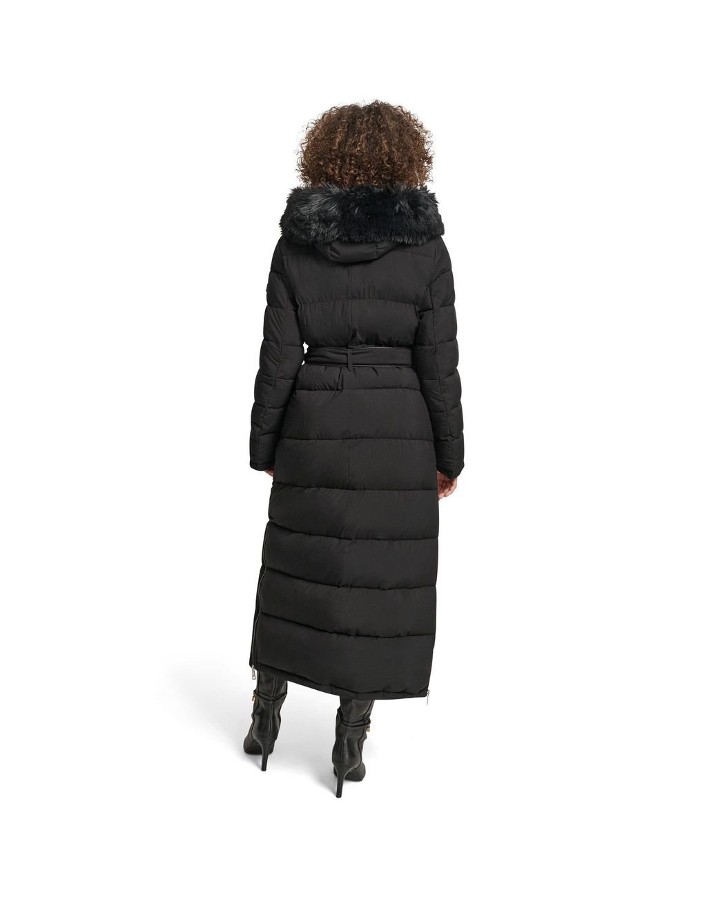DKNY Black Longline Long Puffer Jacket