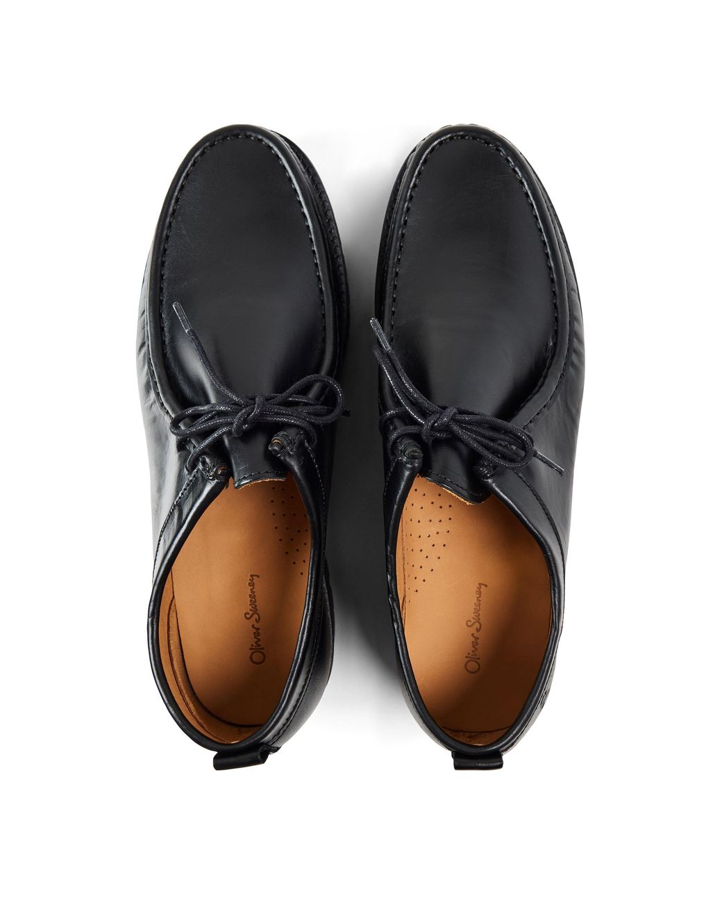 Oliver Sweeney Black Lastres Leather Moc-Toe Shoes for men