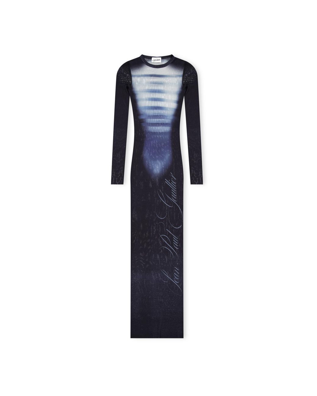 Jean Paul Gaultier Blue Long Sleeve Mesh Maxi Dress