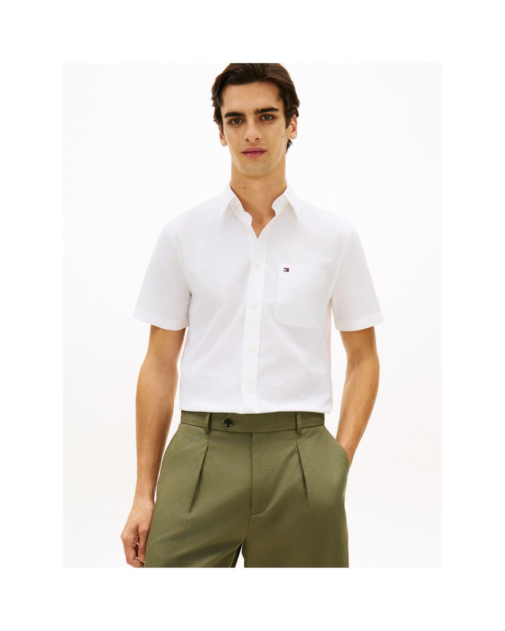 Tommy Hilfiger White Short Sleeve Plain Shirt for men