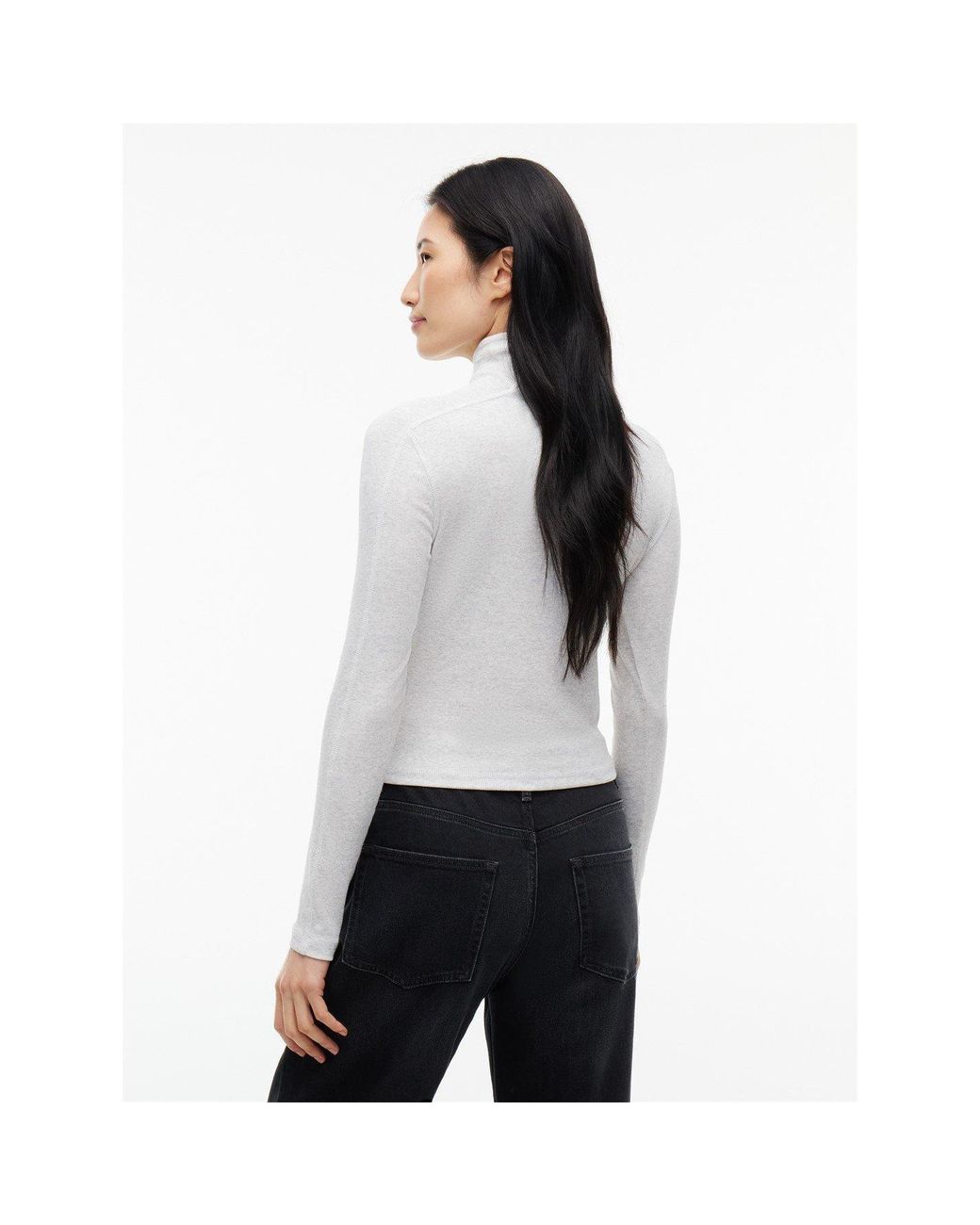 Tommy Hilfiger White Badge Cotton Roll-Neck Long-Sleeve T-Shirt