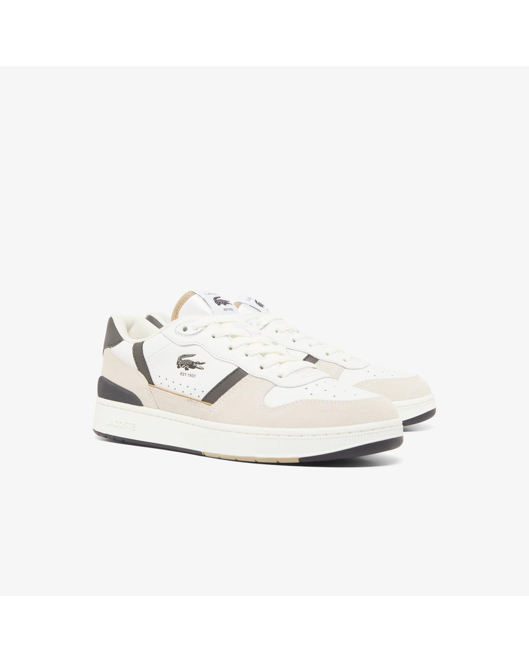 Lacoste White T-Clip Set Leather Court Trainers Size 9 for men