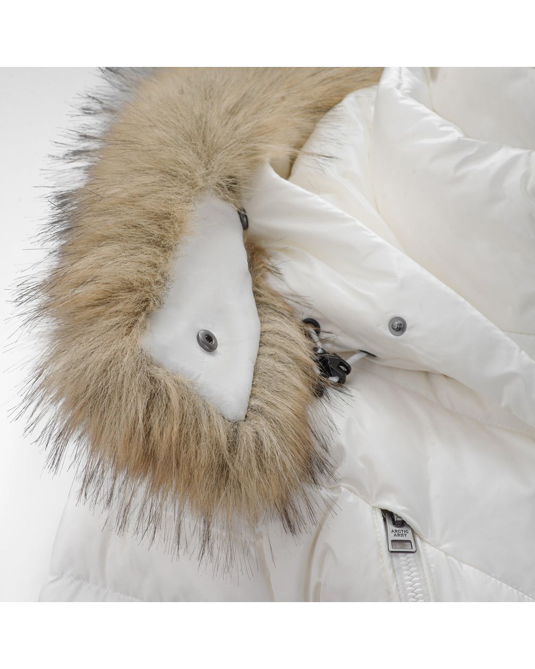 ARCTIC ARMY Gray Aurora Belted Hooded Long Sleeve Short Puffer Jacket