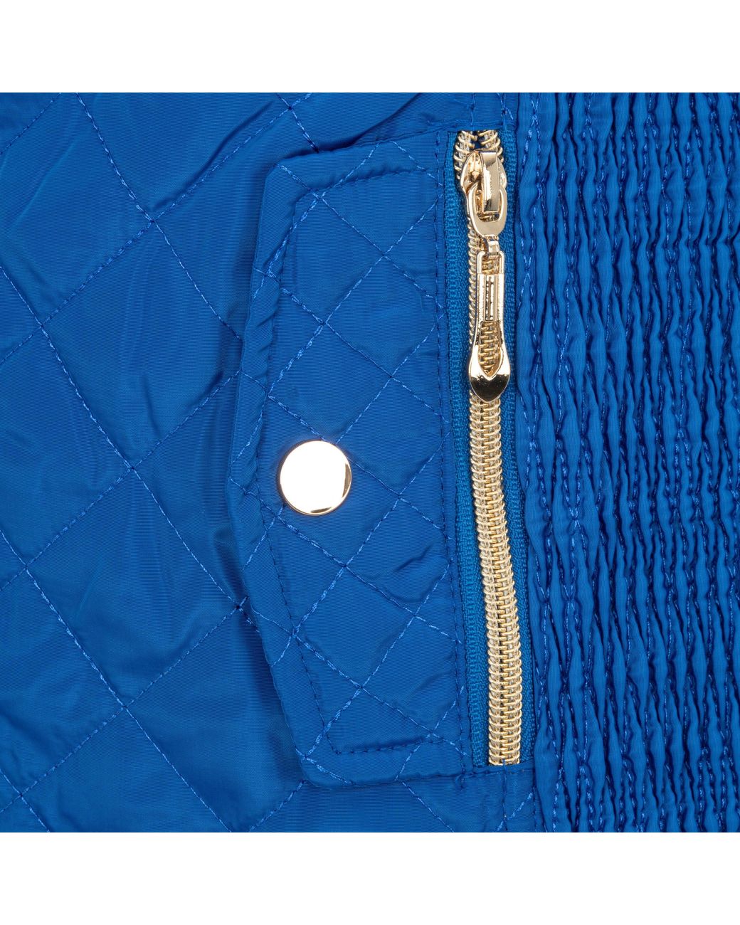 Miso Blue Stand Collar Full Zip Hip Length Gilet