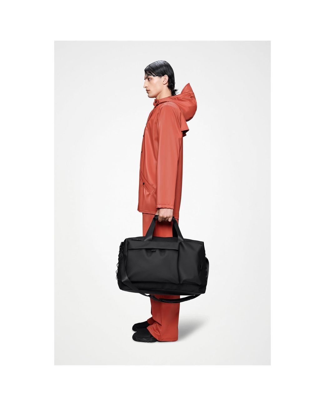 Rains Black Otaru Waterproof Weekend Holdall Bag 51 L