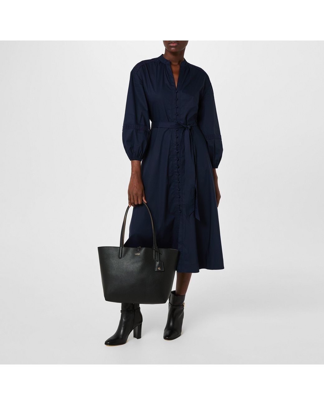 Ralph Lauren Black Reversible Leather Tote Bag