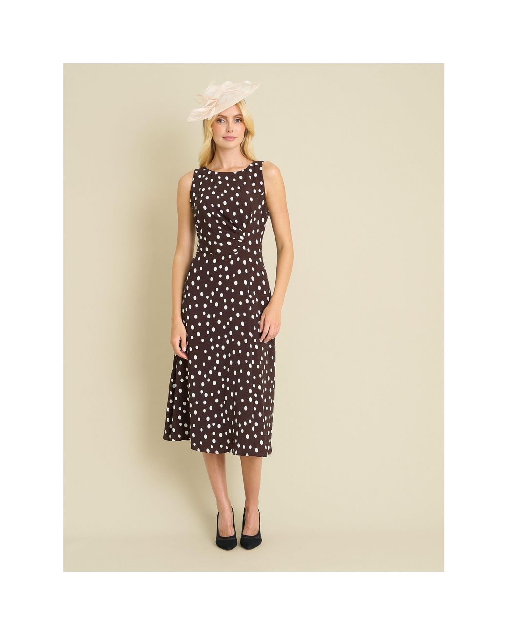 Gina Bacconi Natural Lacinda Sleeveless Shift Dress