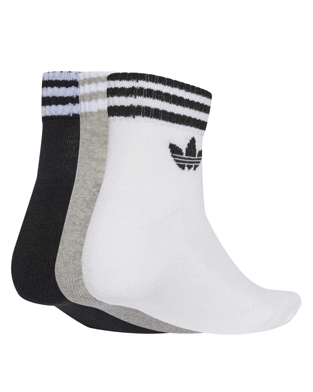 Adidas Originals White 3S Cotton Ankle Socks 3 Pack