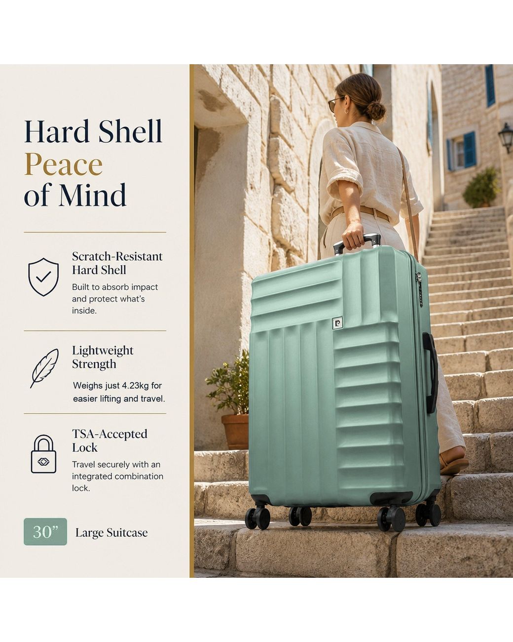 Pierre Cardin Green Soleil 30-Inch Hard Shell Suitcase Luggage