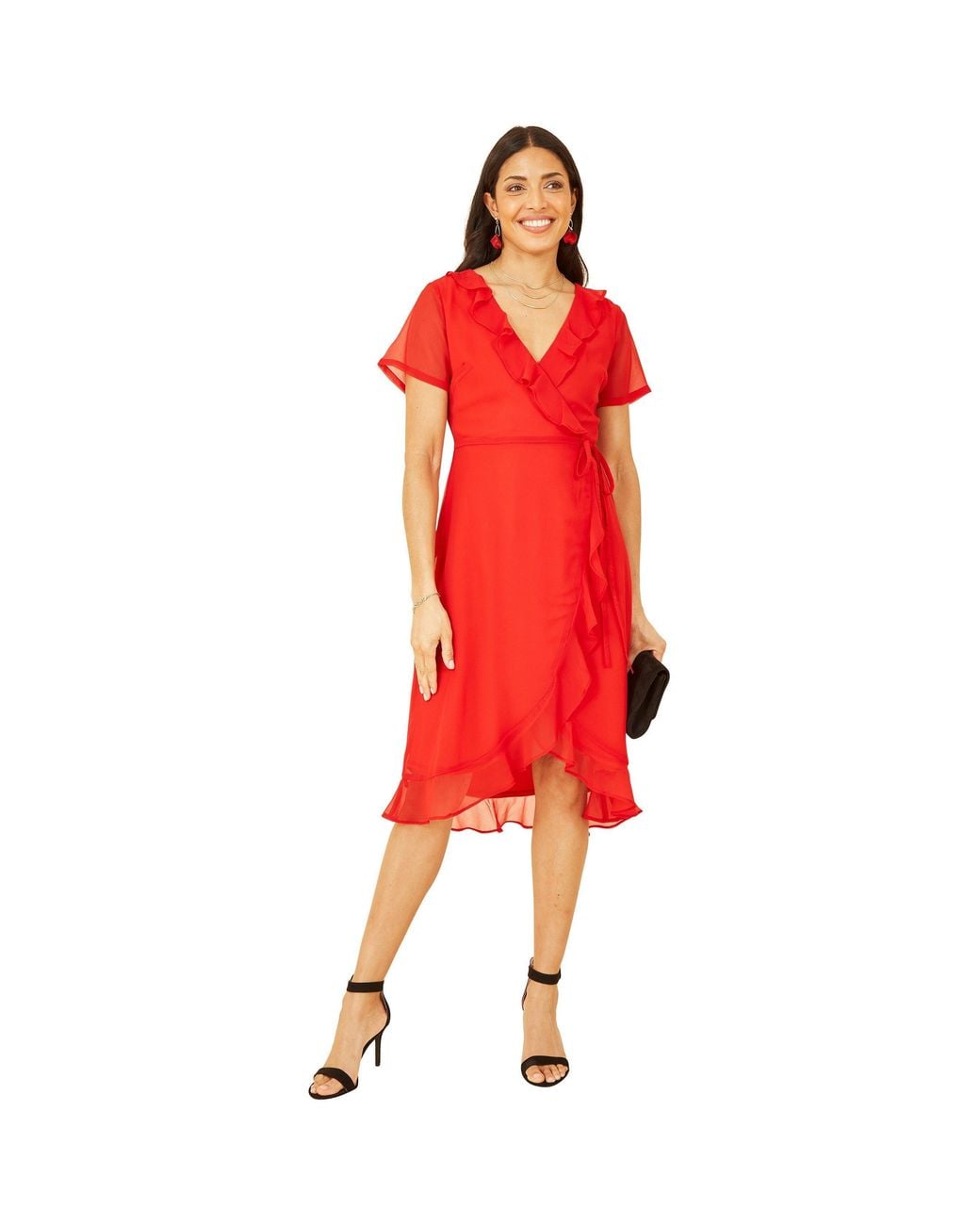 Yumi' Red Frill Wrap Dress