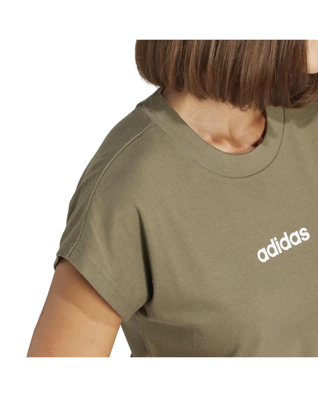 Adidas Green Essentials Linear Cotton T-Shirt
