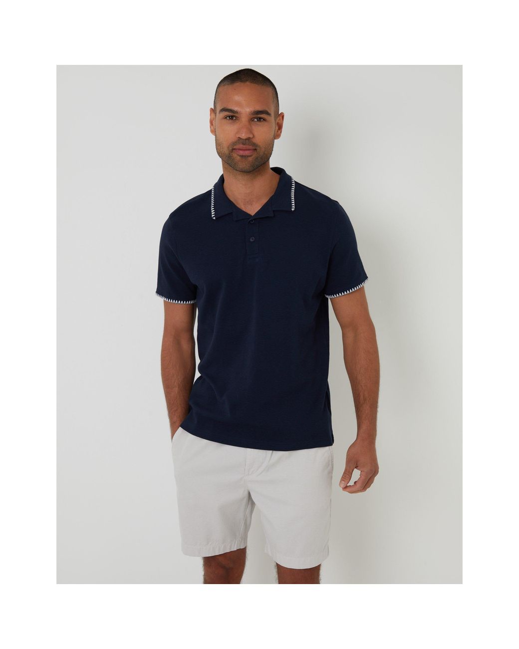 Threadbare Blue Arnwick Short-Sleeve Polo Shirt for men
