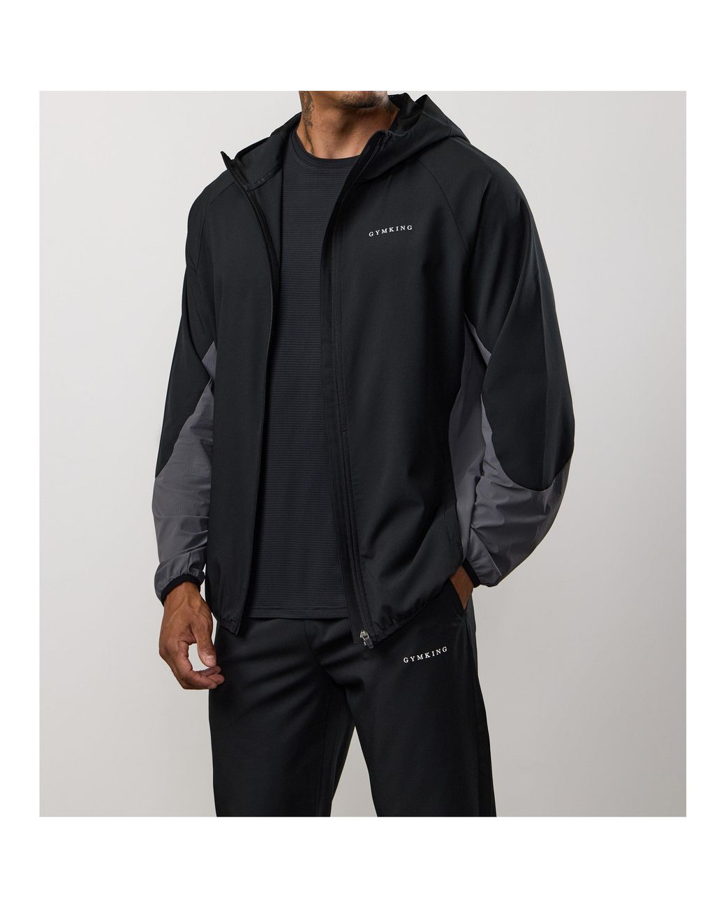 Gym King Black Progress Long Sleeve Windbreaker for men