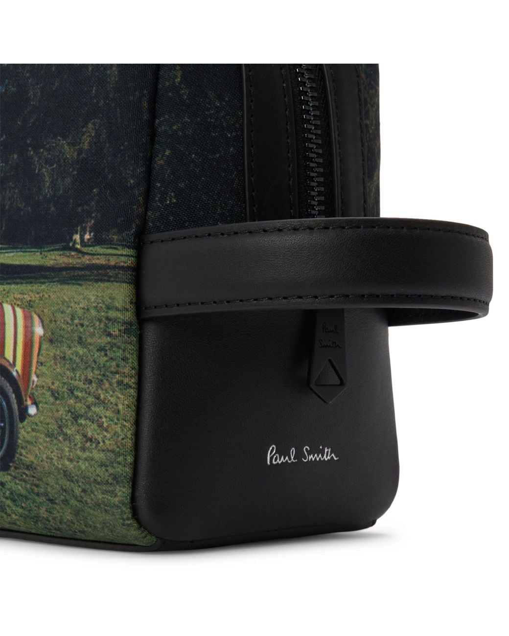 Paul Smith Blue Mini Print Leather Trim Washbag for men
