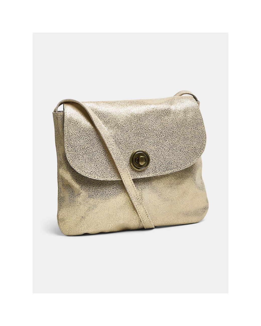Pieces Natural Totally Large Leather Cross-Body Bag