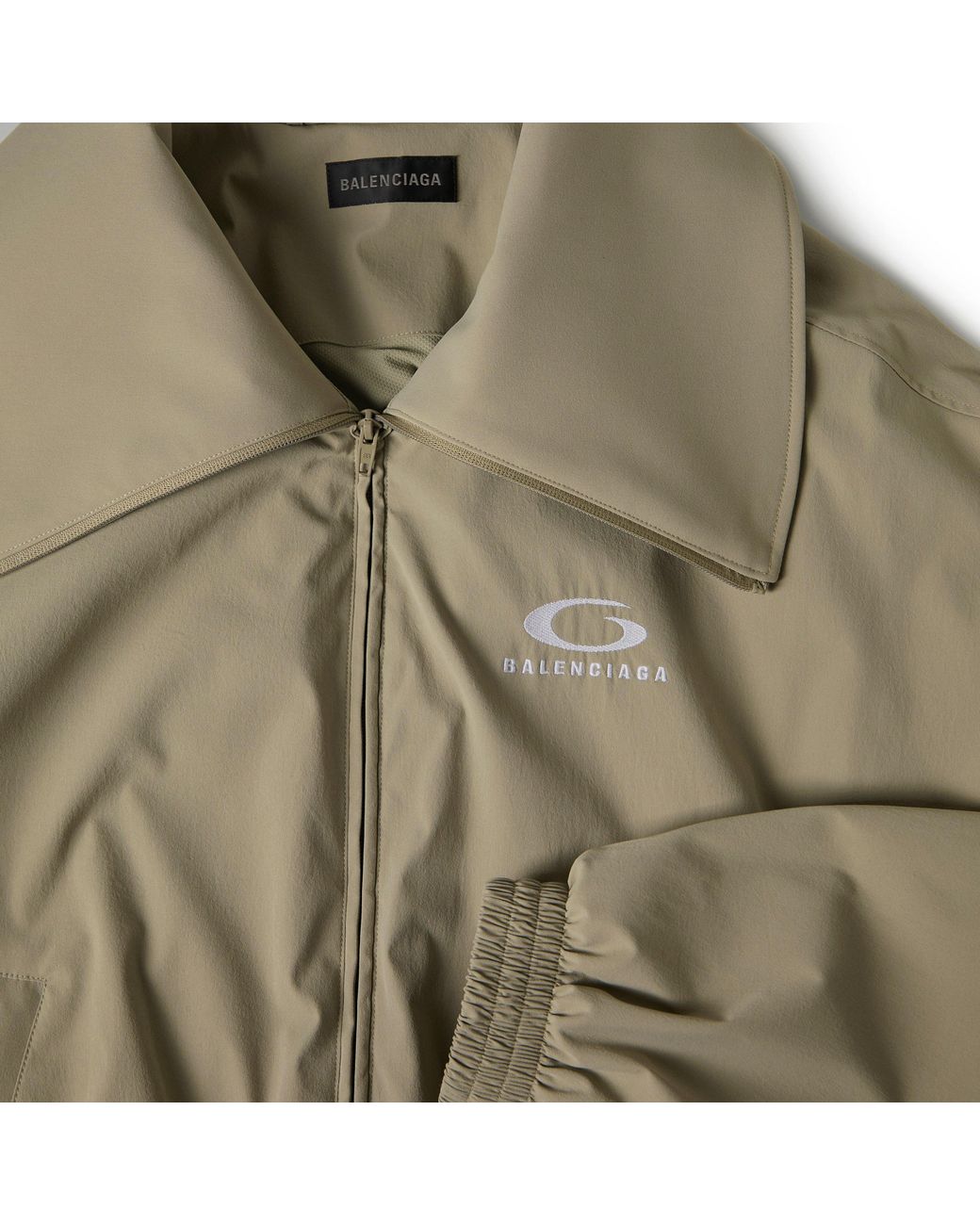 Balenciaga Green Bal High Collar Varsity Jacket