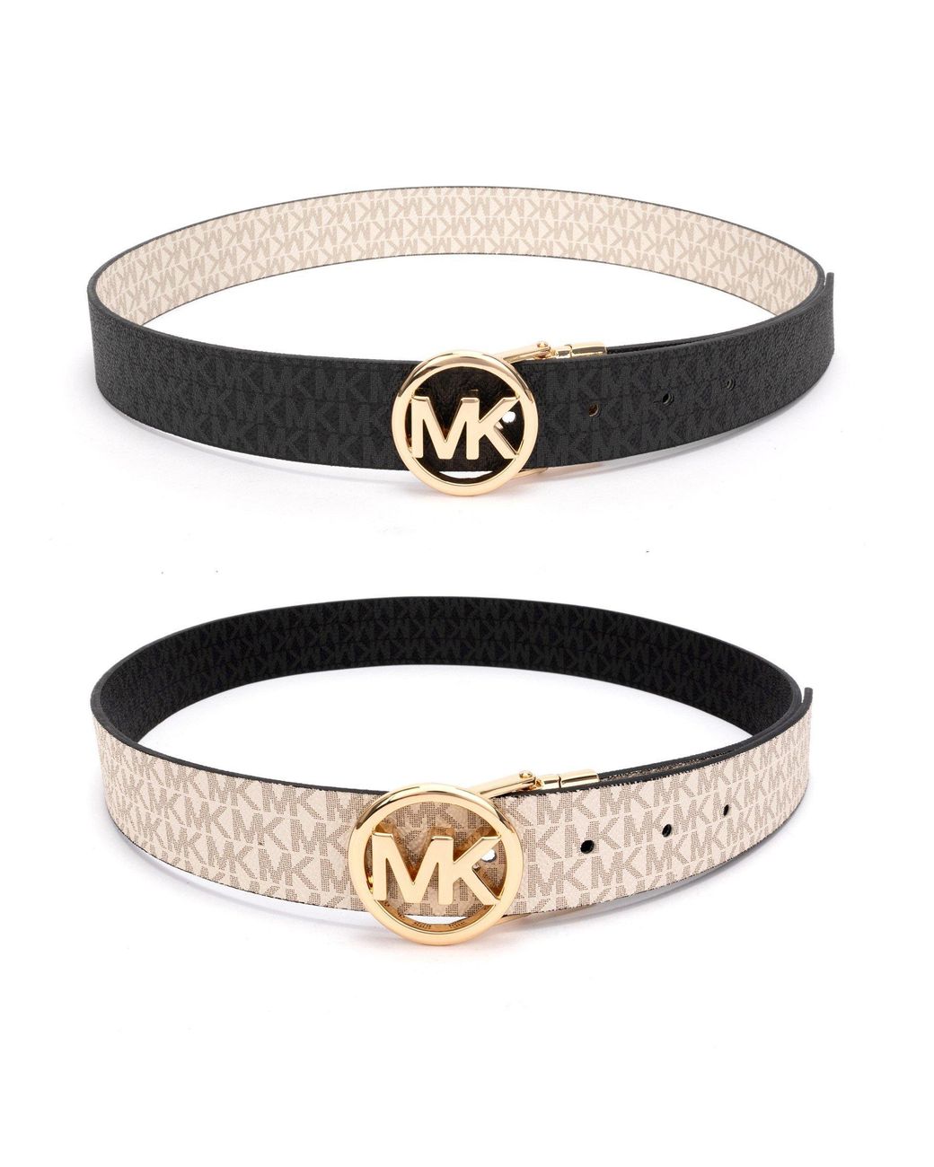 MICHAEL Michael Kors Black Reversible Mk Logo Leather Belt