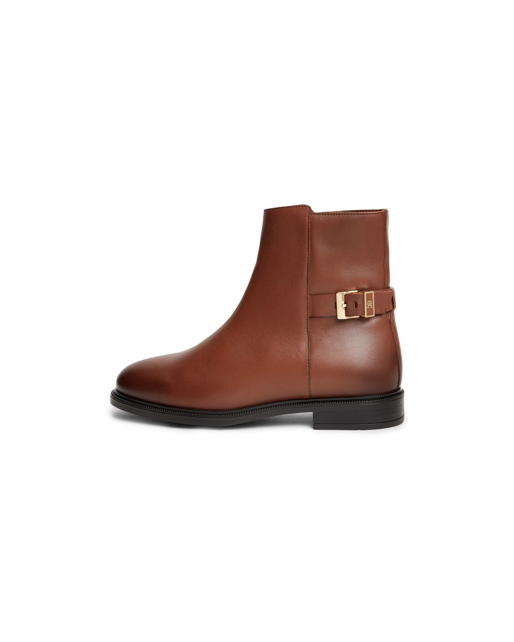 Tommy Hilfiger Brown Buckle Leather Heeled Ankle Boots