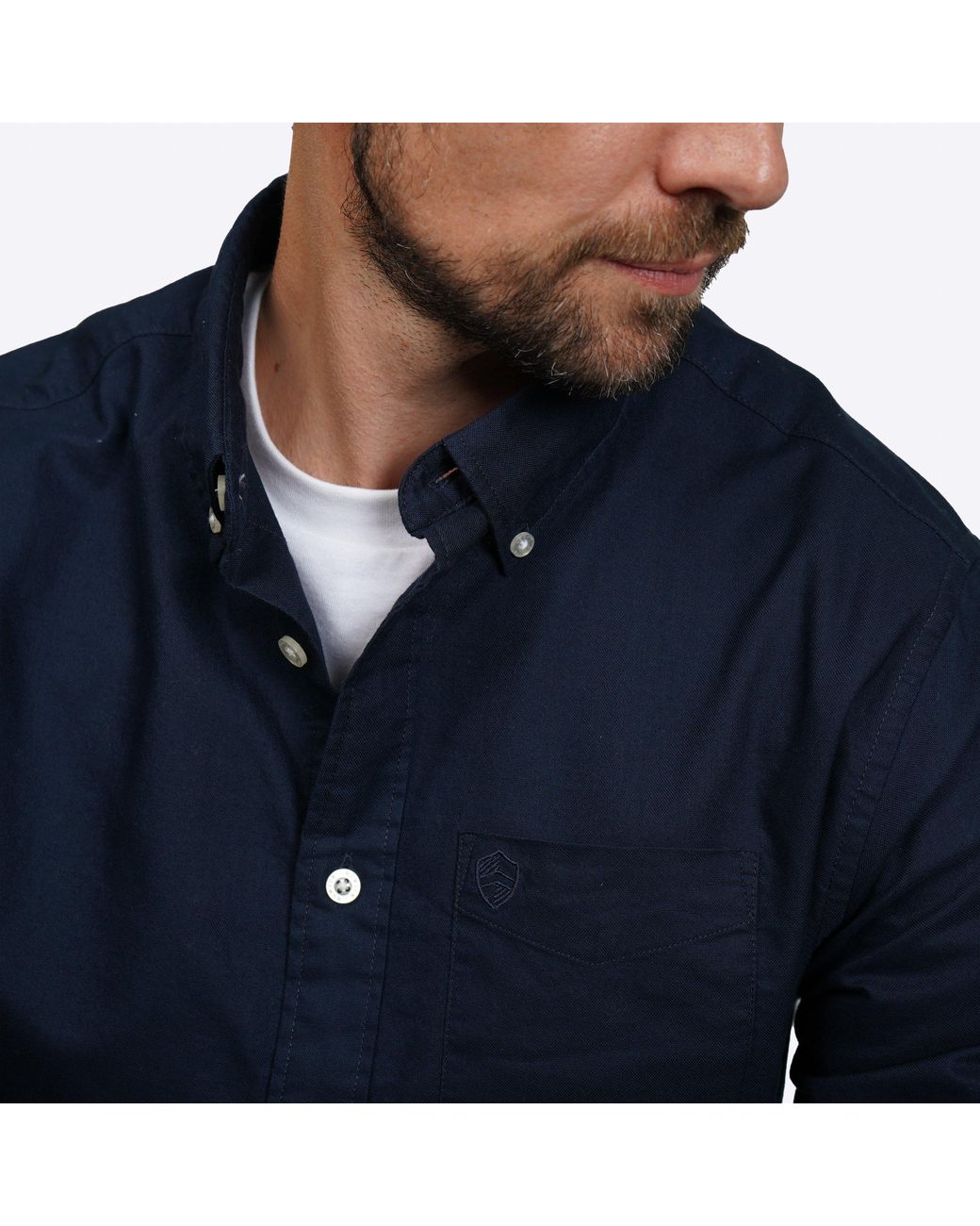 Howick Blue Classic Oxford Long Sleeve Shirt for men