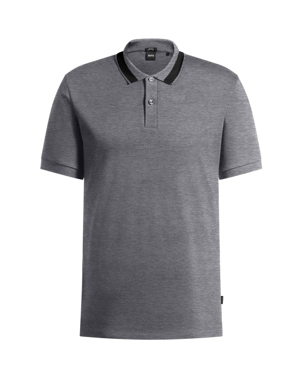 Boss Gray Phillipson Cotton Short Sleeve Slim Fit Polo Shirt for men