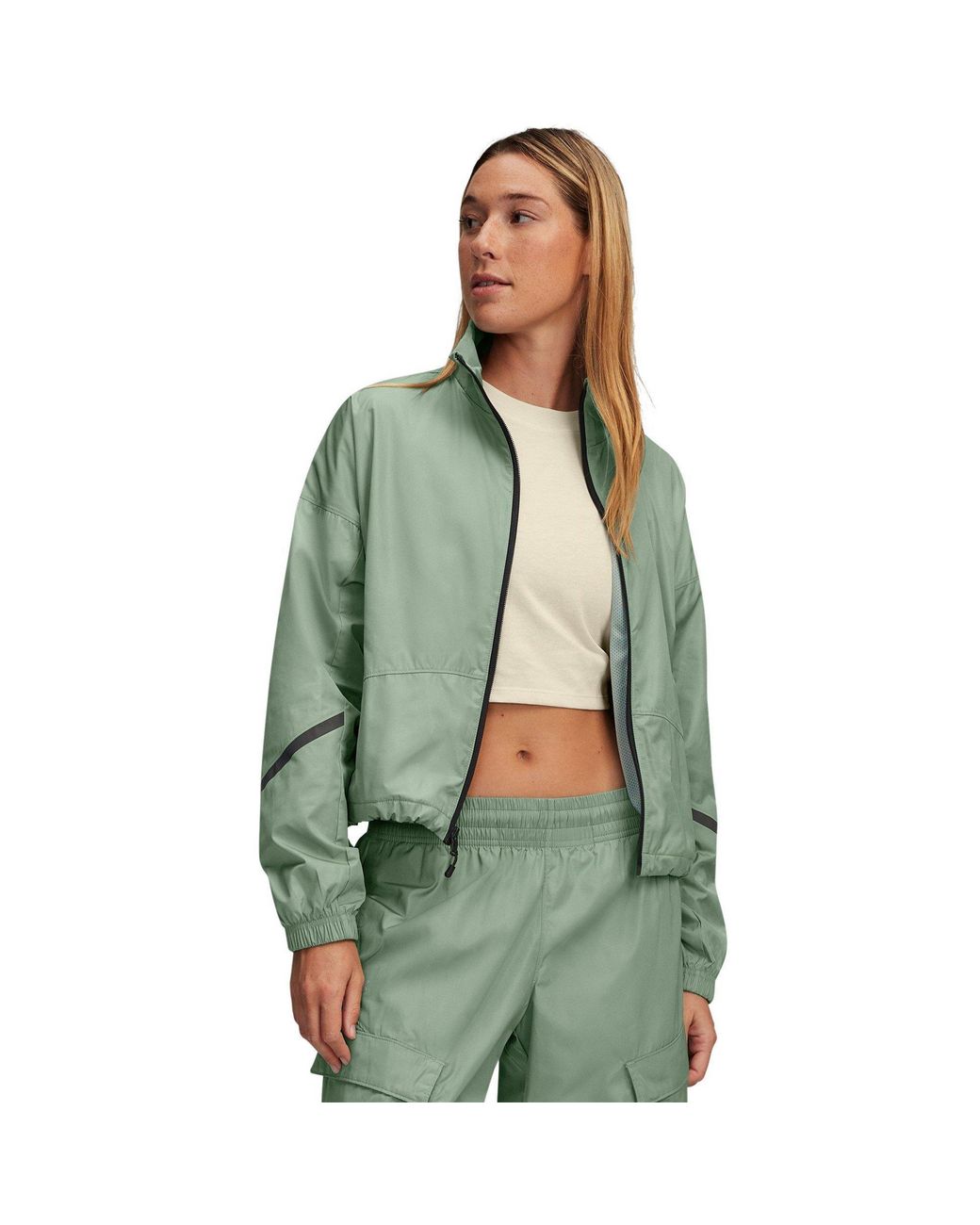 Under Armour Green Woven Sheen Performance Training Jacket