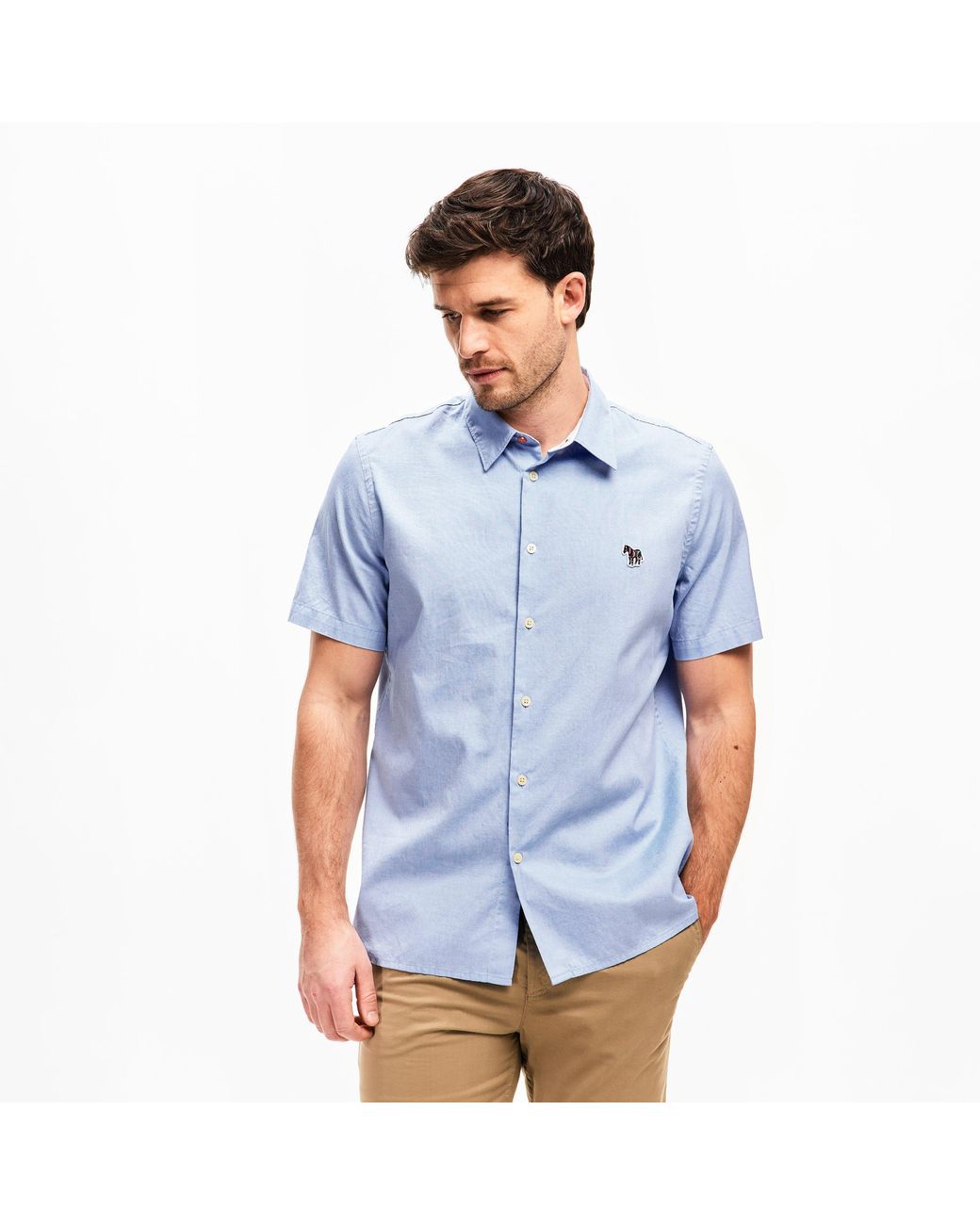 Paul Smith Blue Short-Sleeve Plain Shirt for men