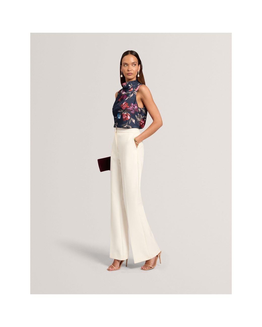 Ted Baker Blue Ted Floral Drape Top Ld71
