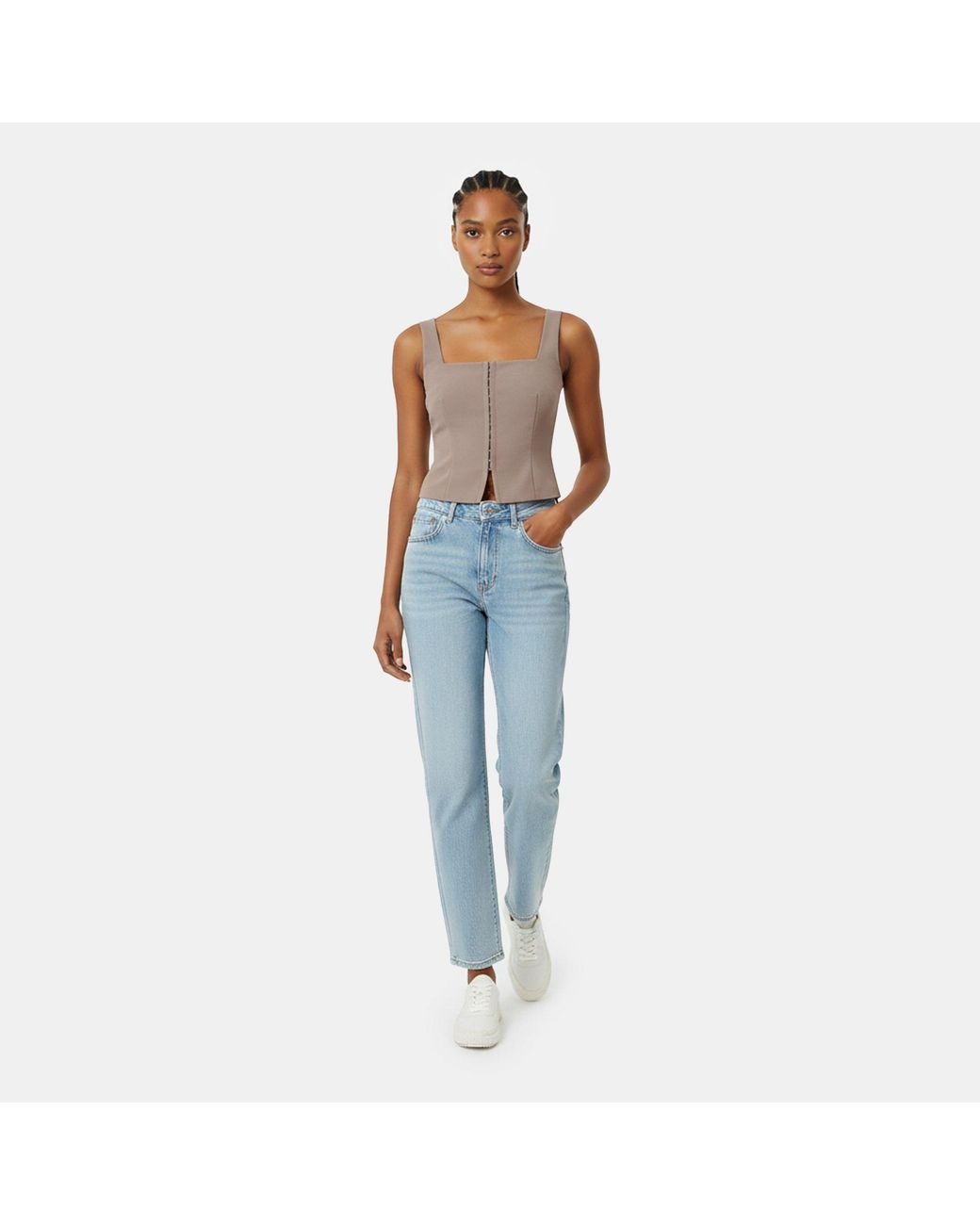 Jack Wills Brown Pinstripe Corset Top