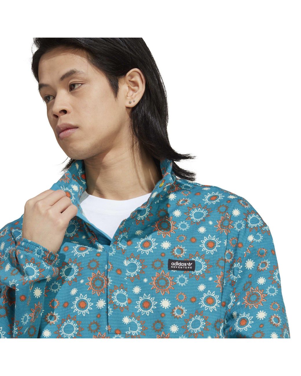 Adidas Originals Blue Lightweight Three-Stripe Windbreaker for men