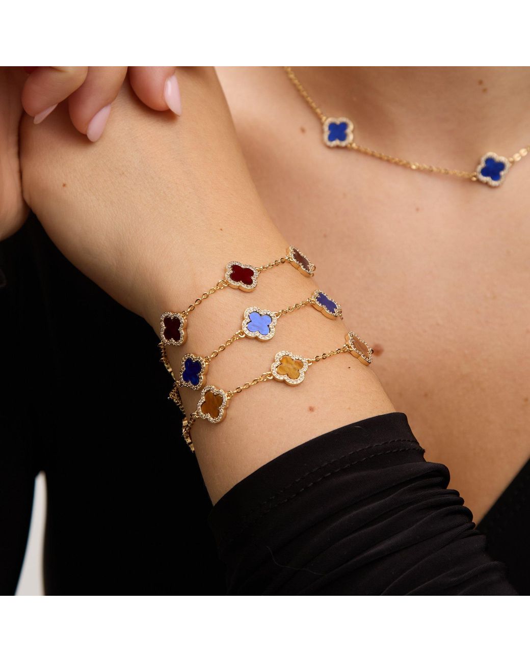 Jon Richard Blue Plated Lapis Clover Bracelet