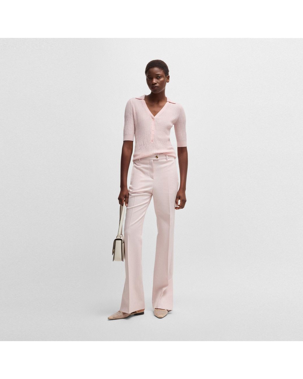Boss Pink Terela Straight Leg Trousers